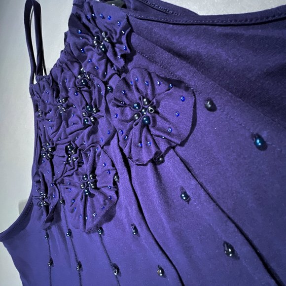INC International Concepts Blue Top with Beads Size Medium - Picture 2 of 13